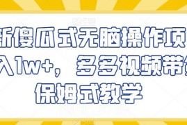 多多视频傻瓜式带货保姆级教程 零基础操作可稳定月入过万