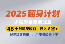 2025微信小程序全自动掘金项目 小白可上手的稳定长期副业