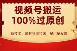 视频号100%过原创搬运方法 创作者分成计划零基础变现教程