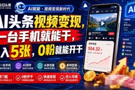 AI头条视频变现操作指南 零粉可开通收益手机就能操作
