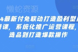 2024付免联动打造盈利店铺实操课 电商运营从选品到爆品全教程