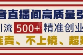 抖音直播间无需连麦上镜引流 日引500+精准创业粉实操教程