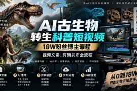 18W粉科普博主亲授 AI古生物转生短视频制作全流程课程