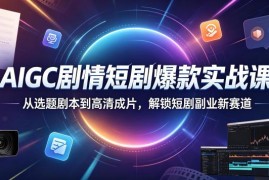 AIGC剧情短剧爆款实战课 从选题剧本到成片解锁短剧副业新赛道