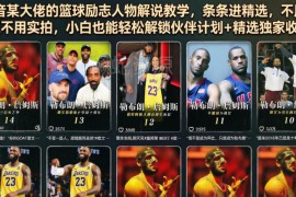 抖音篮球励志人物解说教学 零出镜零实拍小白可解锁多重平台收益