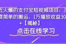 支付宝短视频搬运项目怎么玩 1万播放300+收益实操攻略