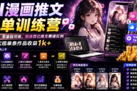 零基础可做AI漫画推文爆单训练营 吃透百亿赛道红利提收益
