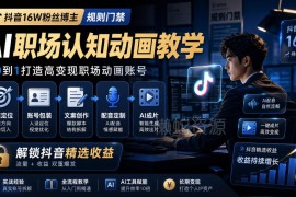 抖音16W粉博主亲授AI职场认知动画课 全流程解锁精选流量收益
