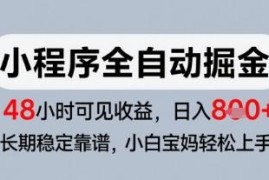 微信小程序全自动掘金项目详解 零基础可做长期稳定副业教程