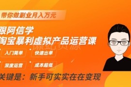 淘宝虚拟产品运营实操课 新手低门槛入门副业快速变现教程