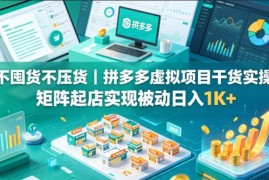 拼多多虚拟类目无囤货实操技巧 矩阵起店打造被动收入