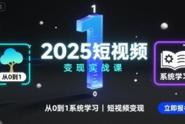 2025短视频变现实战课 从0到1系统学习视频号变现全流程