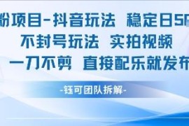 男粉项目抖音实操玩法 实拍不剪直接配乐发布稳定收益不封号