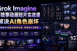 Grok Imagine AI故事动画实战课 解决角色崩坏从零制作电影级动画全教程
