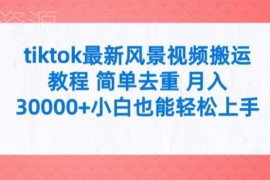 2024TikTok风景视频搬运去重教程 新手易上手的低门槛变现方法