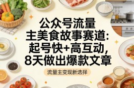 公众号流量主美食故事赛道攻略 低门槛起号8天可打造爆款内容