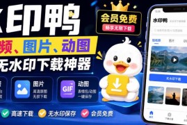 免费无广水印鸭工具 支持抖音小红书等20个平台无水印下载
