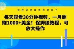 海外看视频赚美金实操教程 每天30分钟月入千刀可放大操作