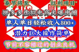 春节档拼多多虚拟电商项目拆解 低门槛新手可落地实操
