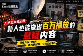 抖音8万粉博主亲授AI纪实大案还原教学 新手可做百万播放短视频