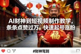 AI财神祝福类短视频制作教学 零基础可学快速起号涨粉