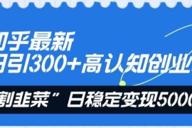 知乎日引300+高认知创业粉技巧 变现实操全流程玩法解析