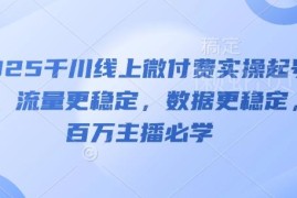 2025千川微付费实操起号课 助力流量数据稳定 主播运营必学