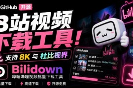 Github开源免费Bilidown 支持8K杜比视界的B站多类型视频批量下载工具