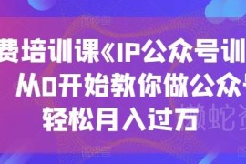 《IP公众号训练营》教程 零基础学公众号运营掌握变现全流程