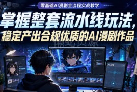 零基础AI漫剧全流程实战教学 掌握流水线玩法稳定产出合规优质作品