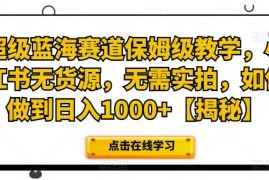 小红书无货源蓝海项目保姆级教程 无需实拍可实现日入1000+