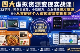 四大赛道虚拟资源变现实战课 从零搭建个人变现运营矩阵