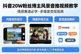 抖音20W粉博主风景账号运营教学 全流程实操含多类变现方法
