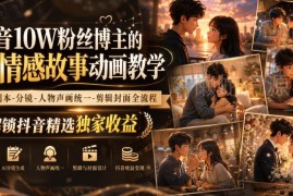 抖音10W粉博主亲授 AI情感故事动画全流程创作变现实操课