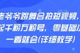 AI老爷爷跳舞合拍短视频教程 零基础小白可快速起千粉万粉号
