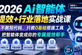 2026AI智能体提效落地实战课 0基础无需代码搭建专属提效工具