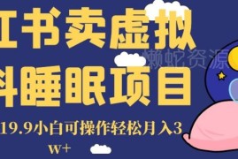小红书睡眠虚拟资料售卖项目拆解 小白可零门槛上手高收益