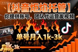 抖音炬焰托管代运营项目详解 零操作单号月入可达千元