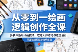 零基础绘画逻辑创作全课 多软件通用技法 吃透人体结构可接单变现