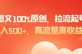 原创爆款图文拉流起号全攻略 高流量变现日入500+玩法拆解