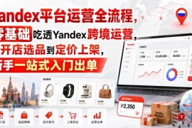Yandex跨境运营全流程教程 零基础从开店选品到出单实操指南