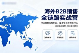 海外B2B销售全链路实战营 掌握拓客渠道管理与成单技巧