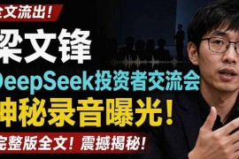 梁文锋DeepSeek投资者交流会录音全文流出 附完整PDF资料