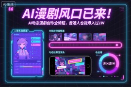 AI动态漫剧创作全流程教学 零基础可上手的副业变现教程