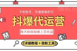 2023抖音代运营合作玩法 闲置账号托管躺赚实操方法揭秘