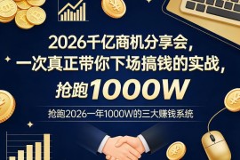 2026赚钱实战分享课 三大变现系统宠物电商从0到1全流程拆解