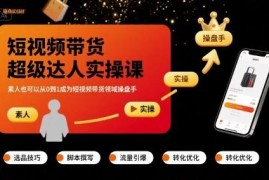 短视频带货达人实操课 素人可从0到1成为带货操盘手