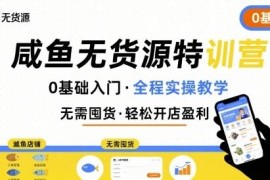 0基础闲鱼无货源特训营 从入门到高阶全流程实操教程