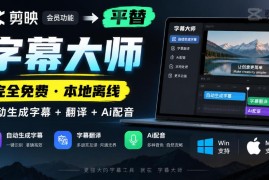 剪映会员功能平替 字幕大师免费离线支持字幕生成配音双系统