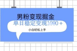 全新升级男粉掘金玩法拆解 新手易上手私域变现实操教程